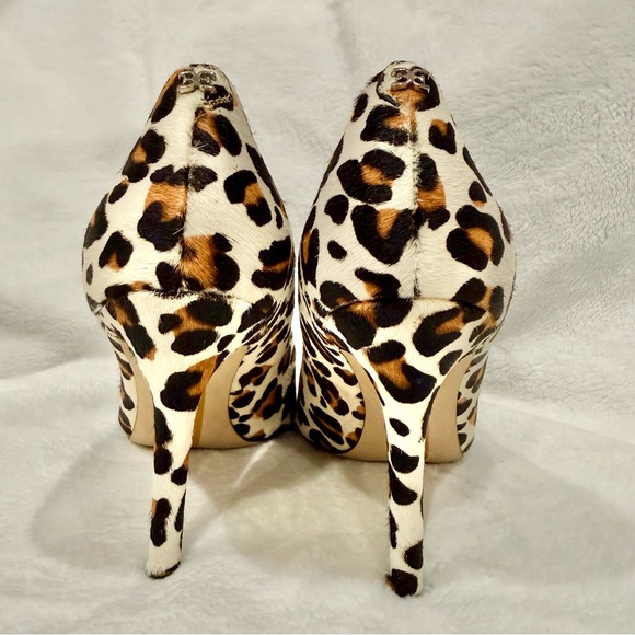 Sam Edelman Hazel Pointed Toe Calf Hair Leopard Print Pumps - Picture 5 of 15